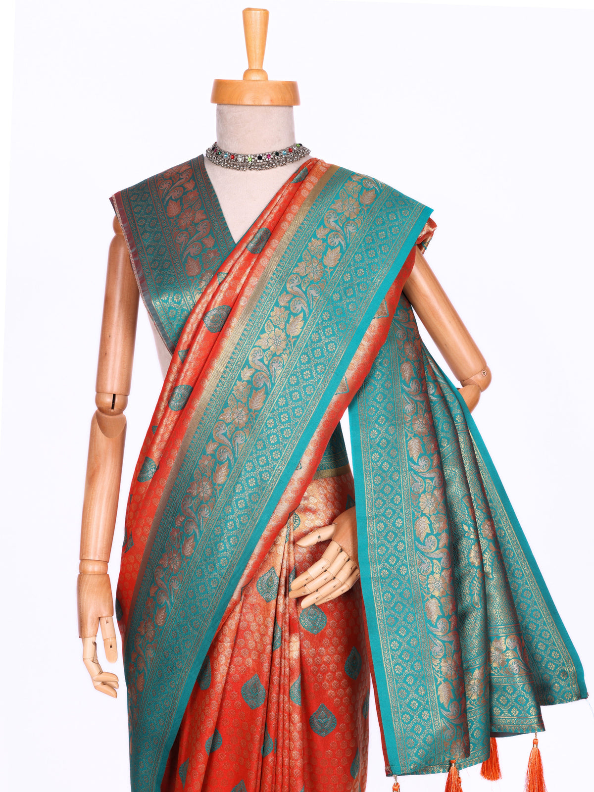 Orange color Kanjivaram work Designer Saree BLS1007_Orange