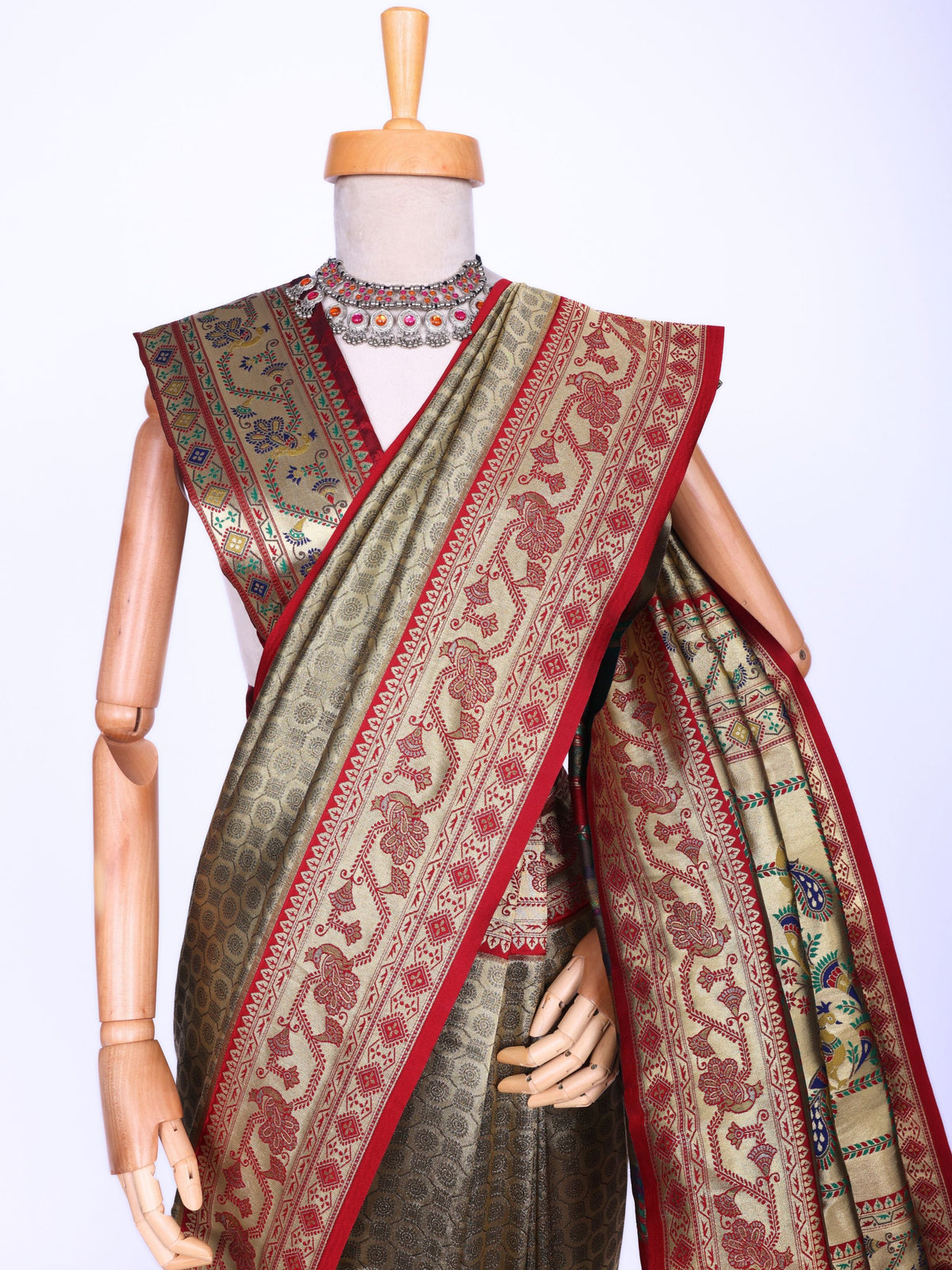 Maroon color Kanjivaram work Designer Saree BLS1015_Maroon