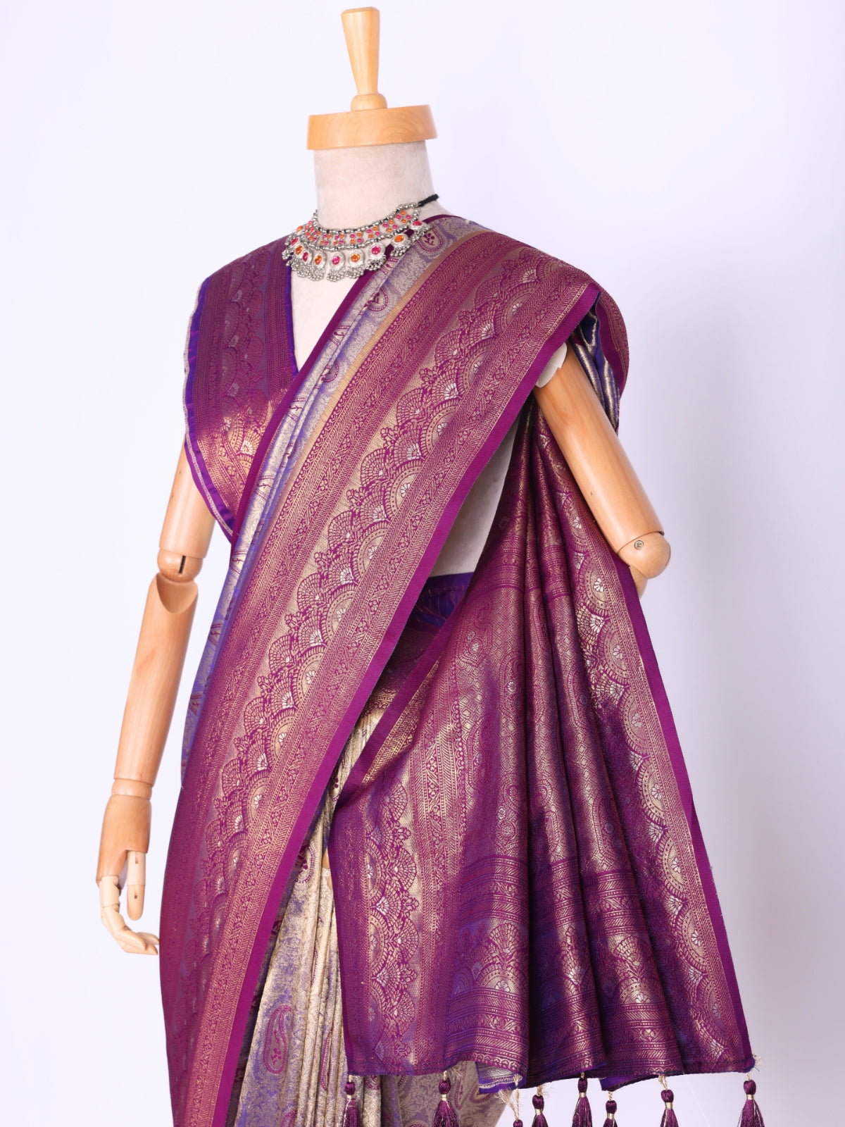 Purple color Kanjivaram work Designer Saree BLS1002_Purple