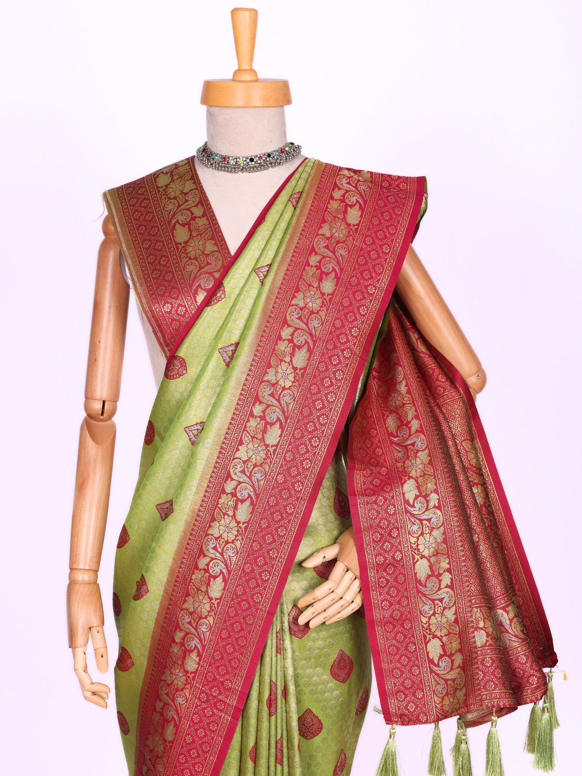 Parrot color Kanjivaram work Designer Saree BLS1007_Parrot