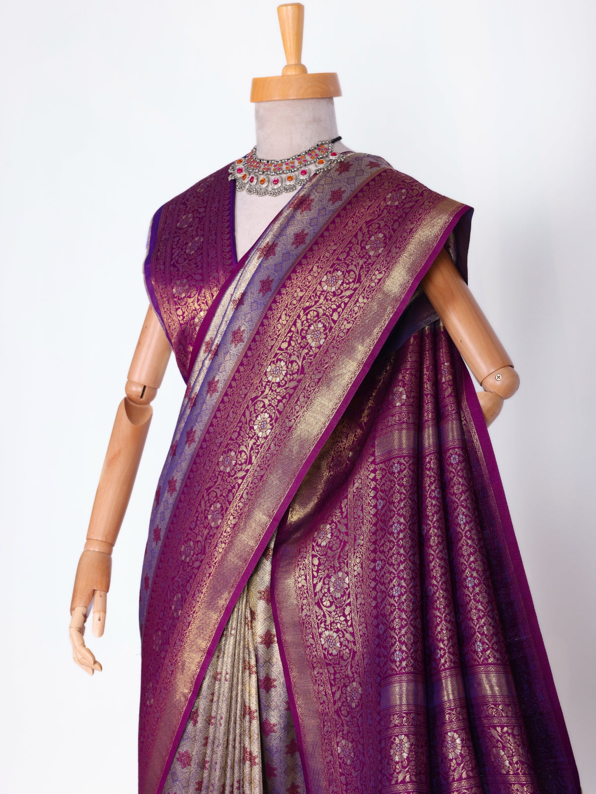 Purple color Kanjivaram work Designer Saree BLS1004_Purple