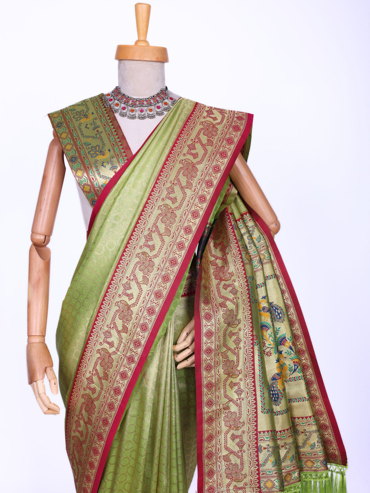 Parrot color Kanjivaram work Designer Saree BLS1015_Parrot
