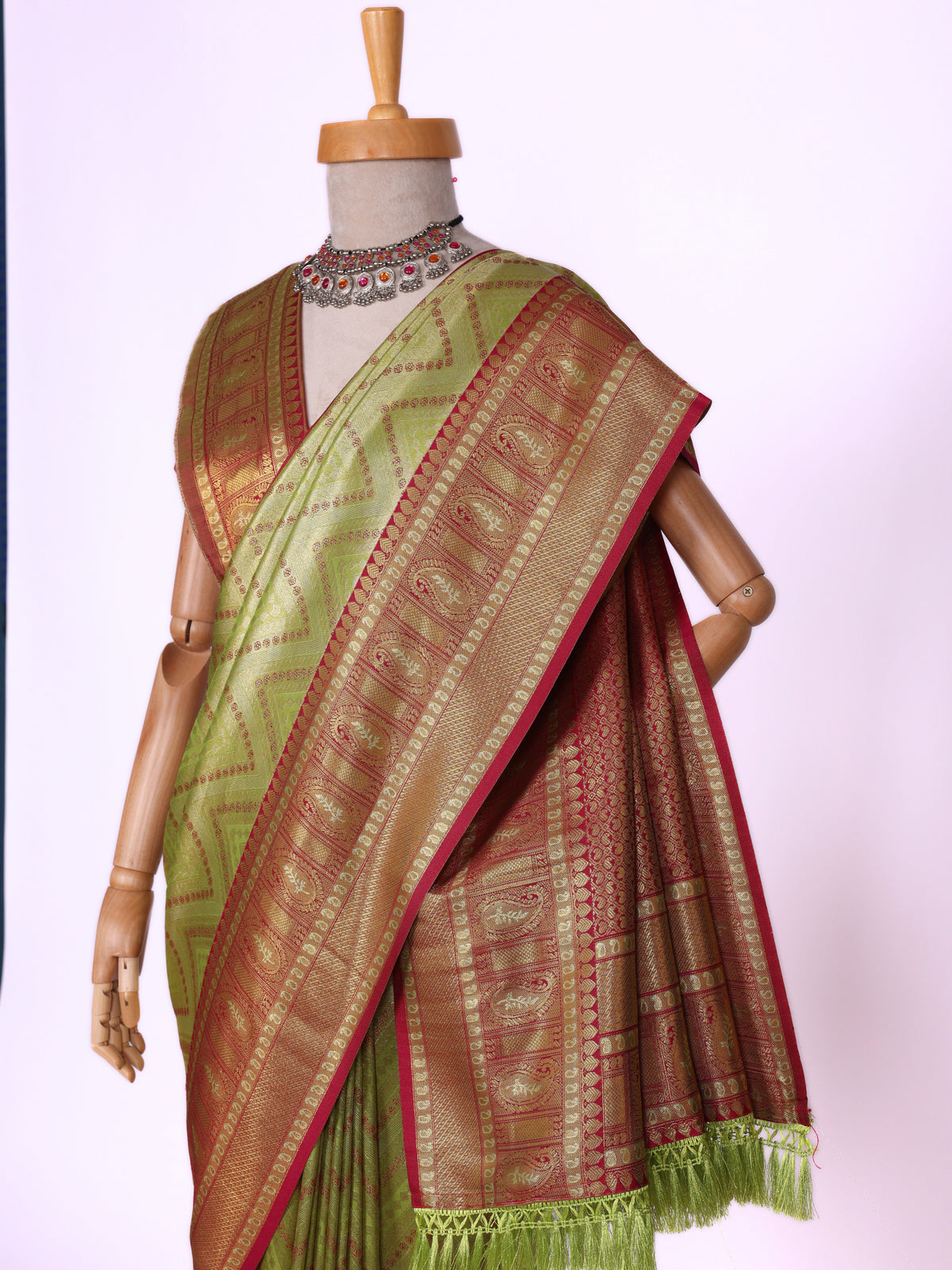 Parrot color Kanjivaram work Designer Saree BLS1008_Parrot