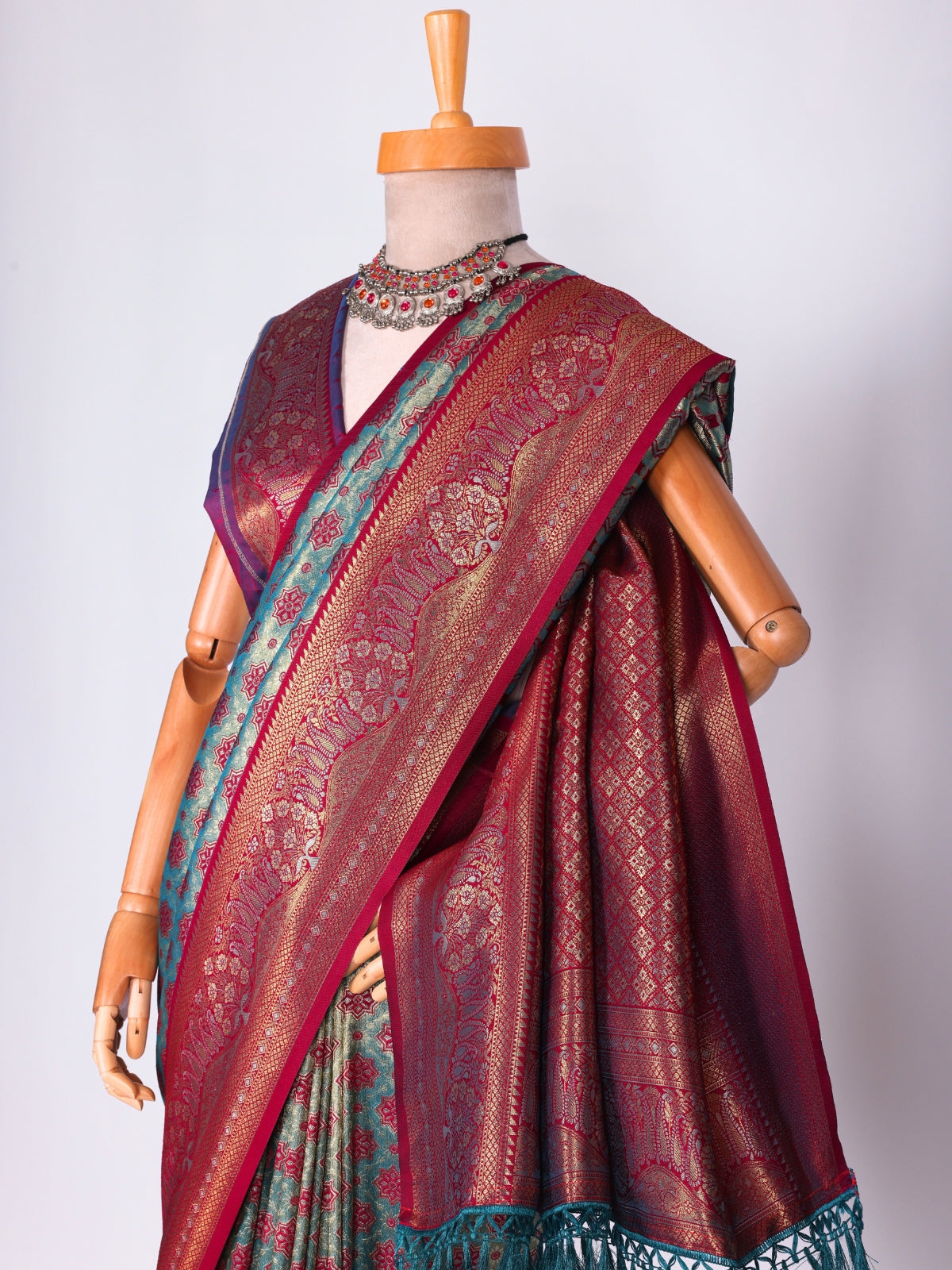 Skyblue color Kanjivaram work Designer Saree BLS1003_Skyblue