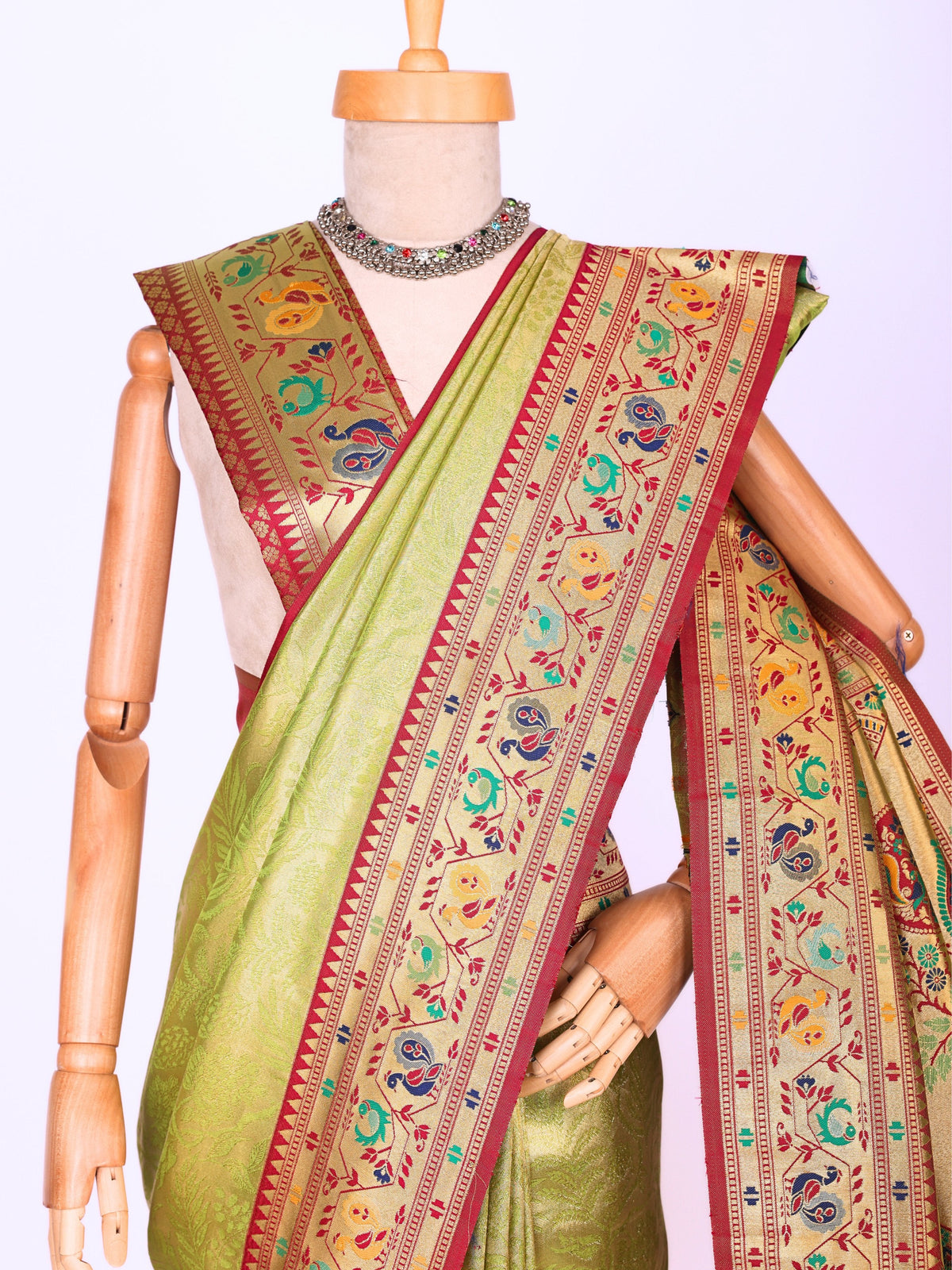 Parrot color Kanjivaram work Designer Saree BLS1005_Parrot