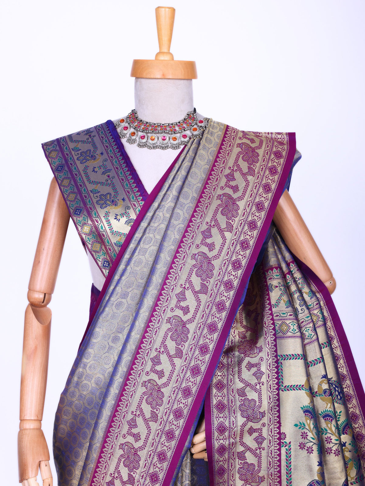 Purple color Kanjivaram work Designer Saree BLS1015_Purple