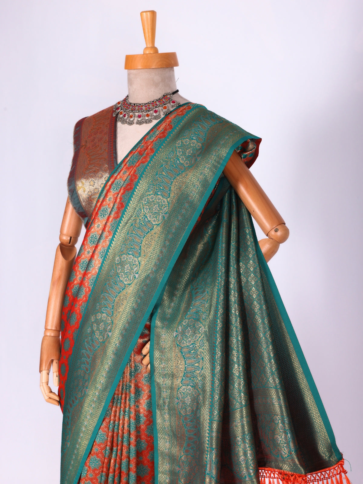 Orange color Kanjivaram work Designer Saree BLS1003_Orange