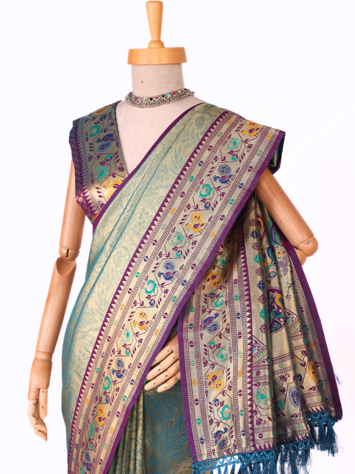Skyblue color Kanjivaram work Designer Saree BLS1005_Skyblue