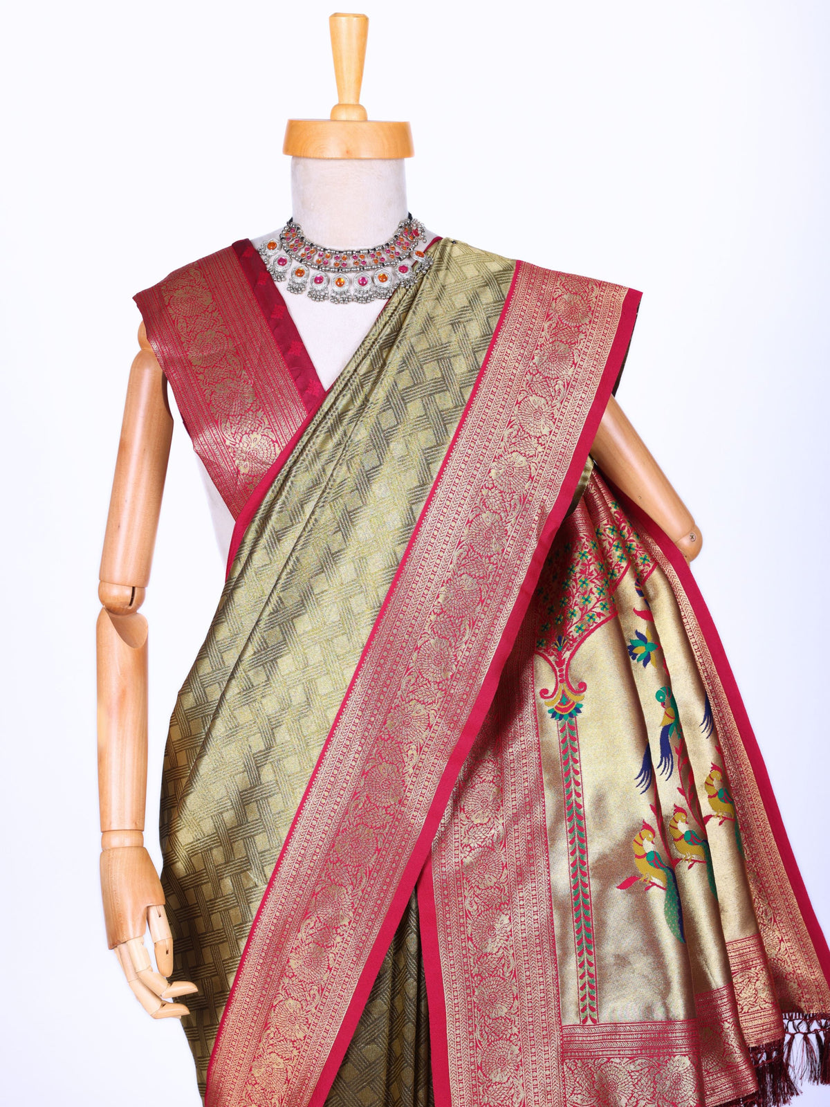 Maroon color Kanjivaram work Designer Saree BLS1016_Maroon