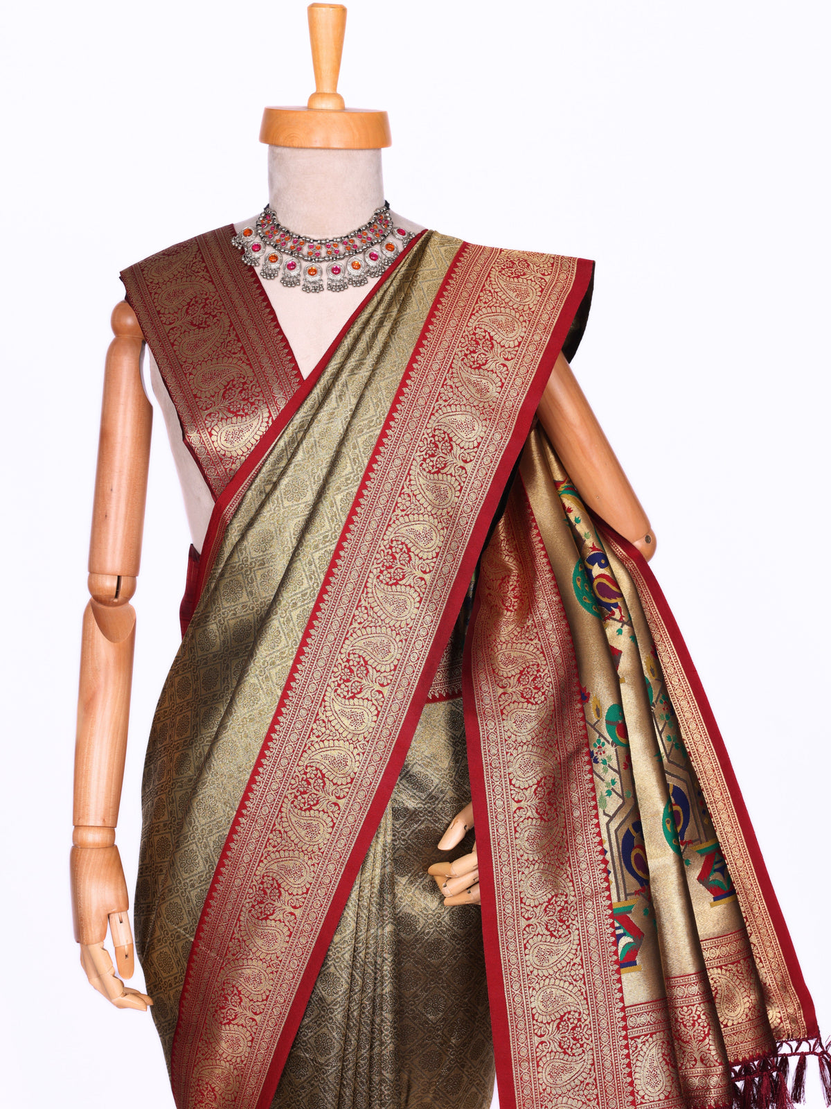 Maroon color Kanjivaram work Designer Saree BLS1013_Maroon