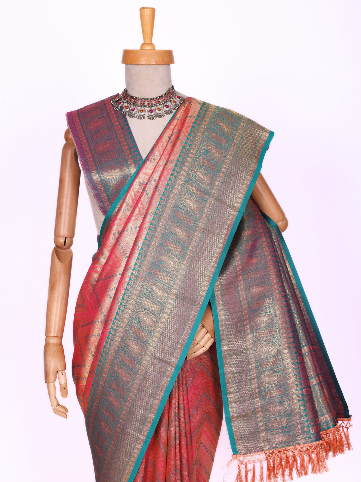 Peach color Kanjivaram work Designer Saree BLS1008_Peach