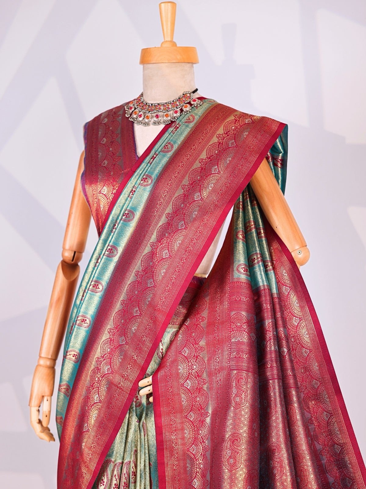 Skyblue color Kanjivaram work Designer Saree BLS1002_Skyblue