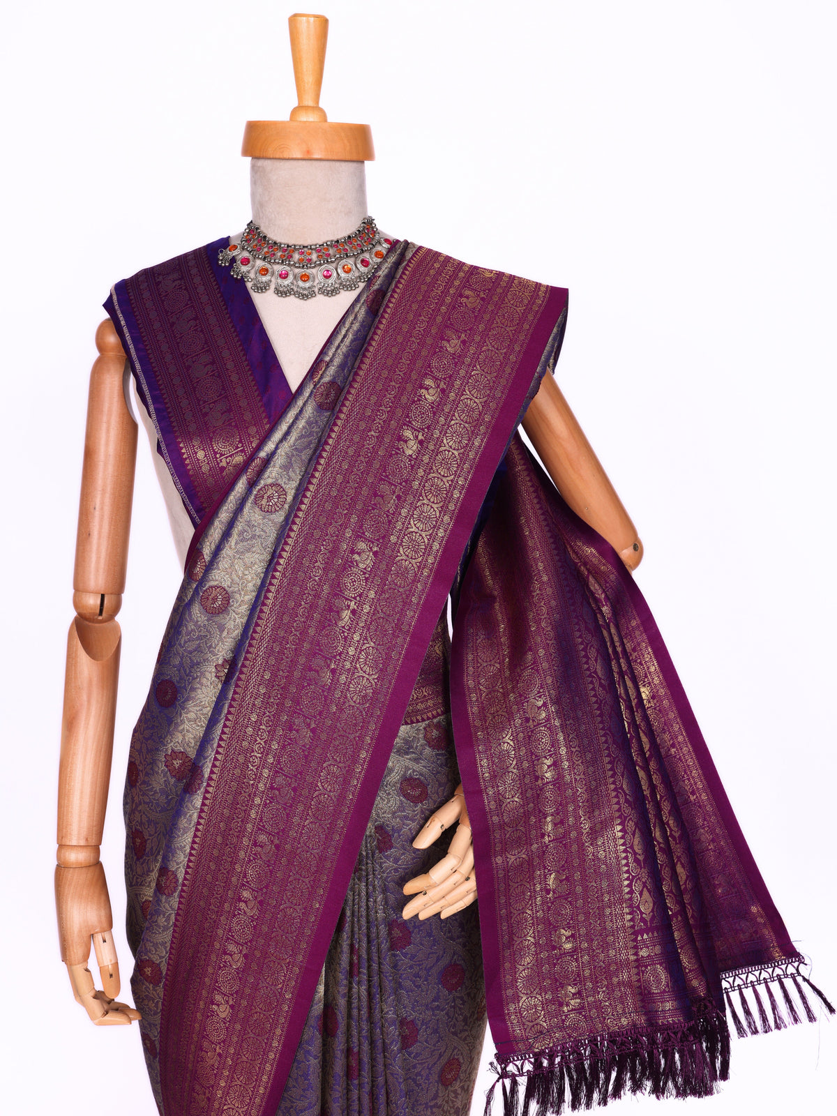 Purple color Kanjivaram work Designer Saree BLS1009_Purple