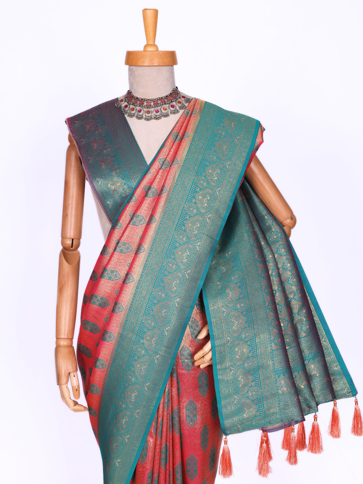 Peach color Kanjivaram work Designer Saree BLS1010_Peach