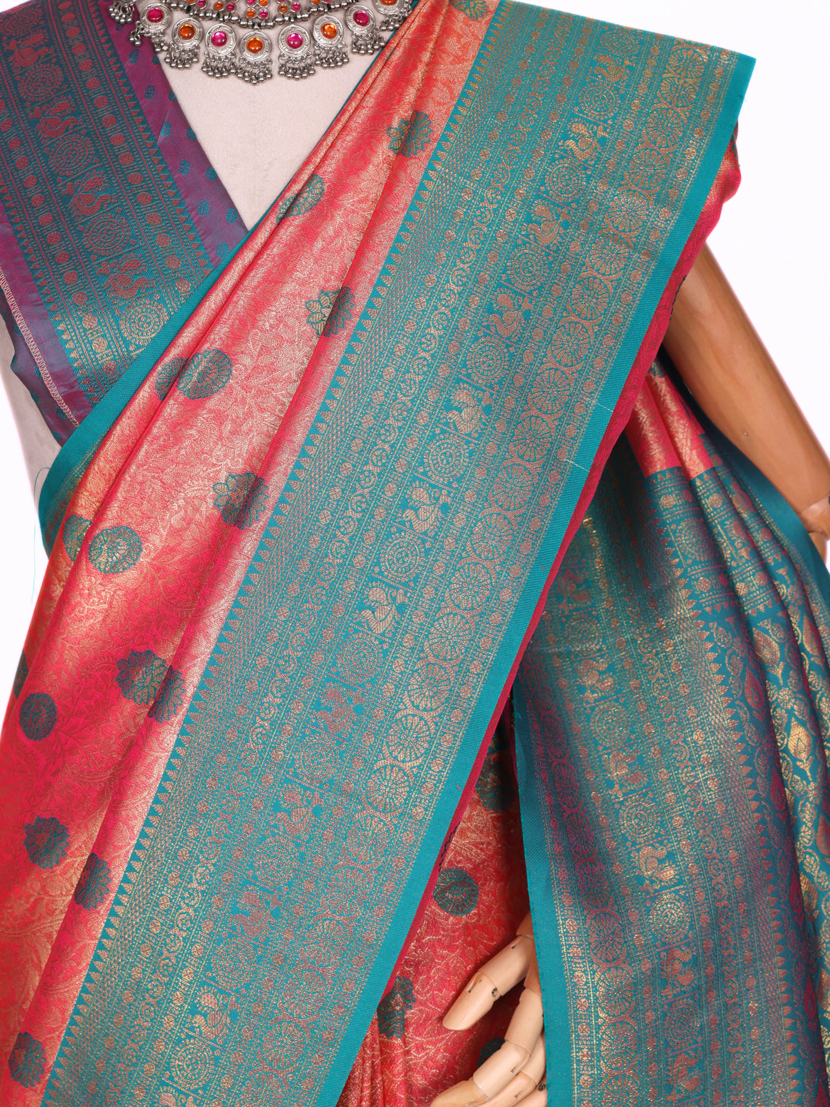 Peach color Kanjivaram work Designer Saree BLS1009_Peach
