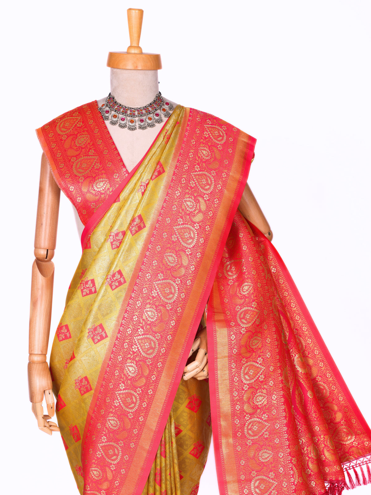 Yellow color Kanjivaram work Designer Saree BLS1012_Yellow