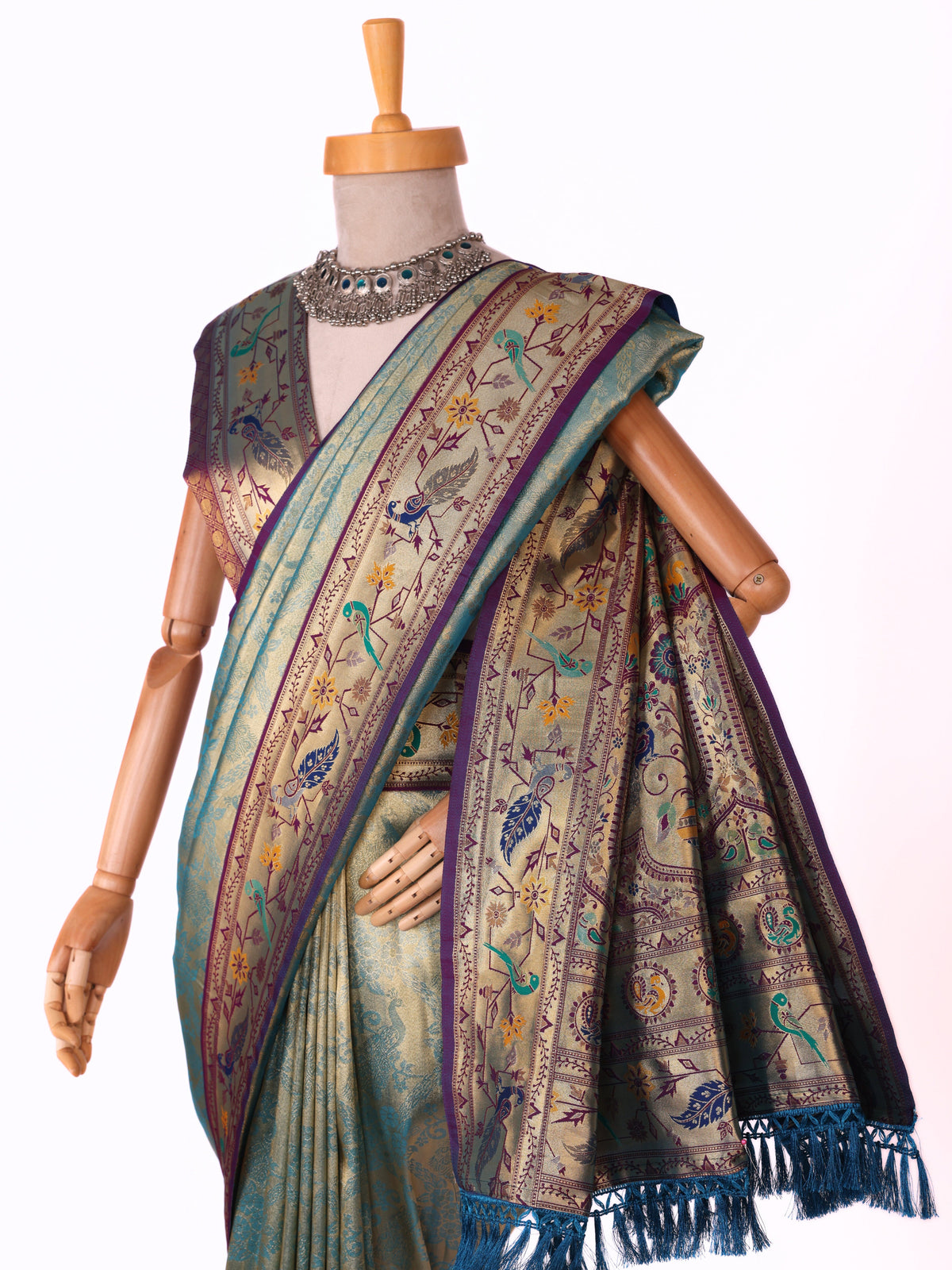 Skyblue color Kanjivaram work Designer Saree BLS1006_Skyblue