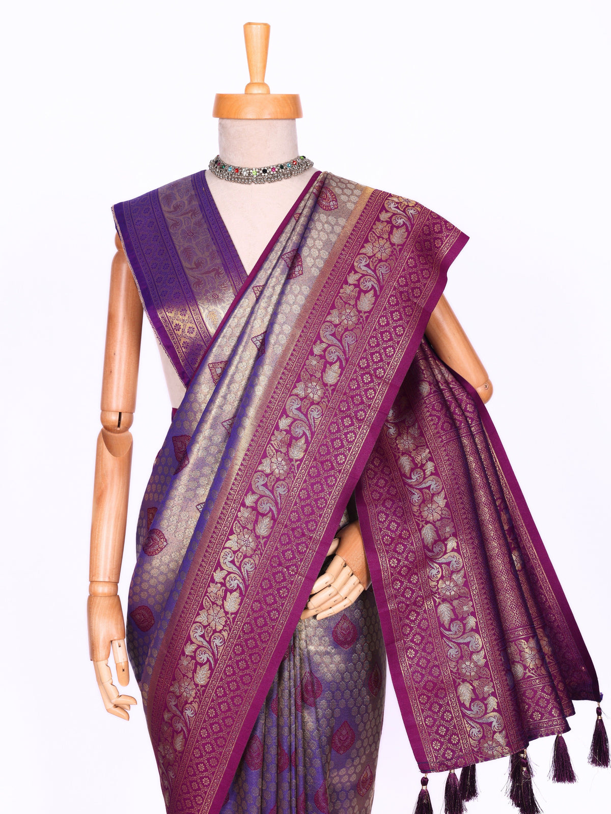 Purple color Kanjivaram work Designer Saree BLS1007_Purple
