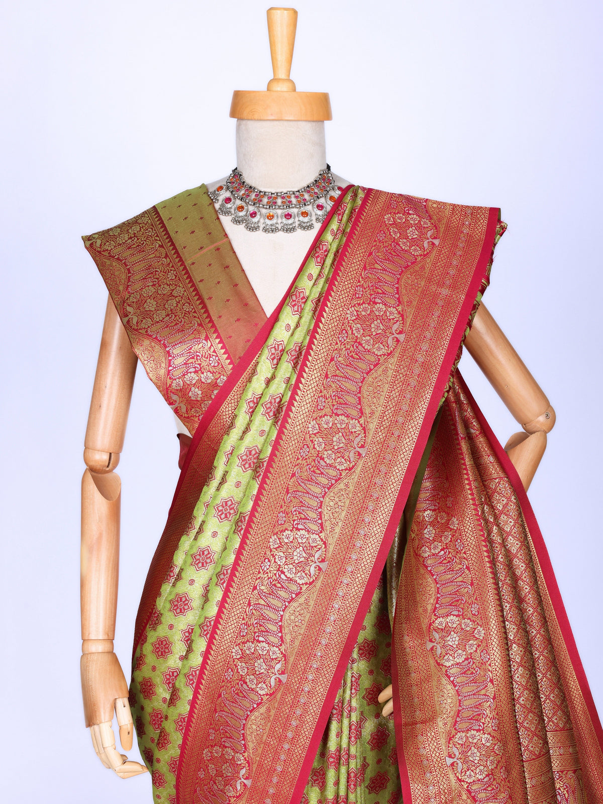 Parrot color Kanjivaram work Designer Saree BLS1003_Parrot