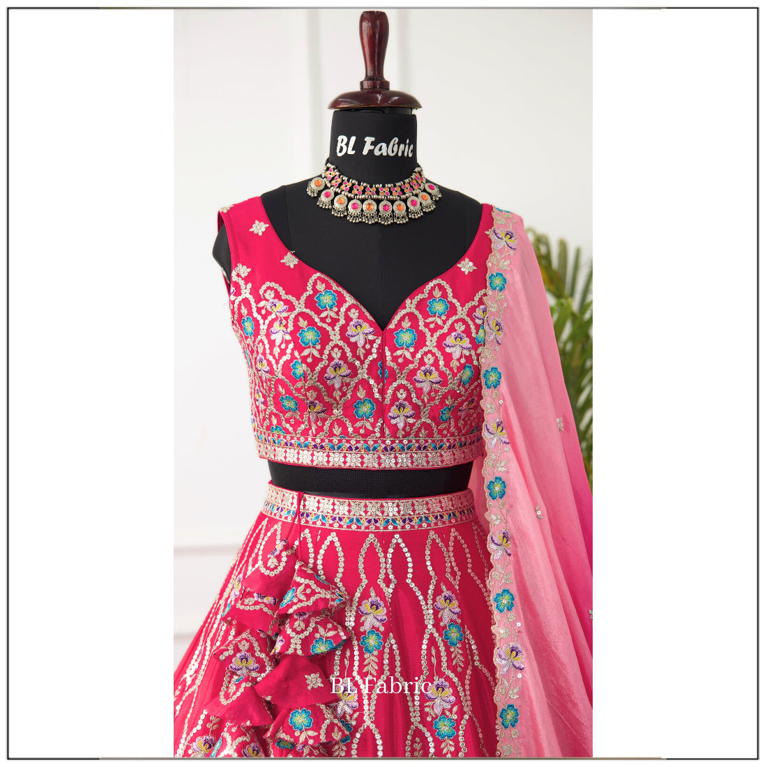 Shadding Pink color Sequence Embroidery work Designer Lehenga Choli for Wedding Function BL1525