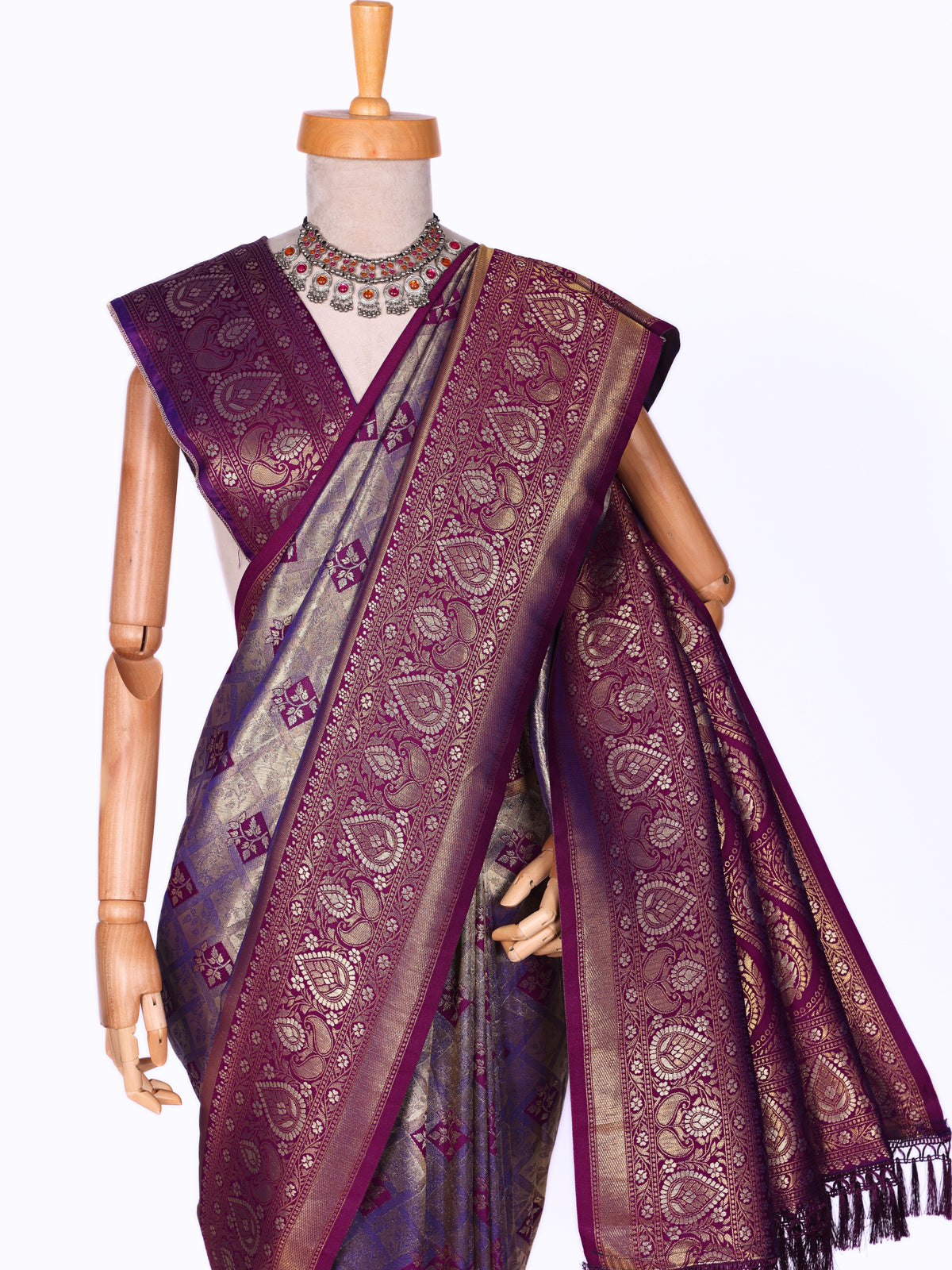 Purple color Kanjivaram work Designer Saree BLS1012_Purple