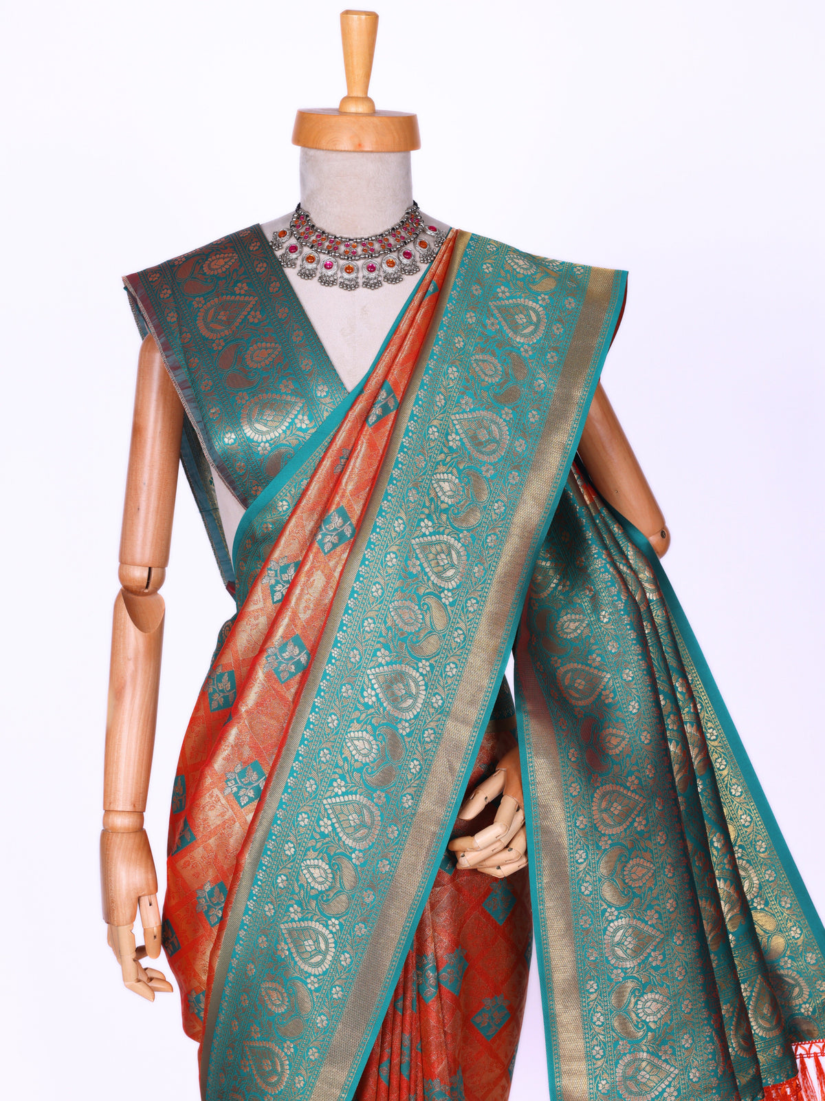 Orange color Kanjivaram work Designer Saree BLS1012_Orange