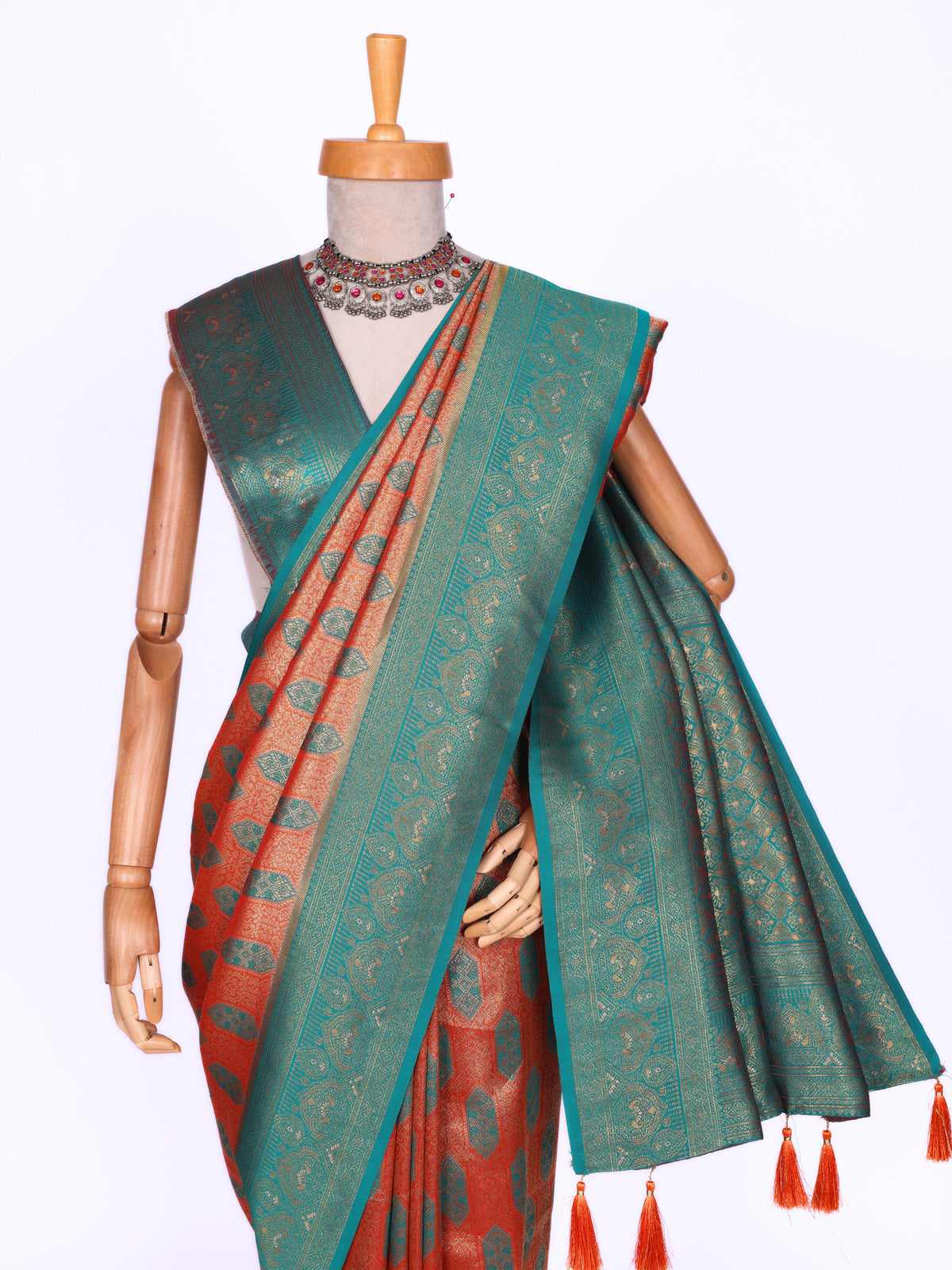 Orange color Kanjivaram work Designer Saree BLS1010_Orange