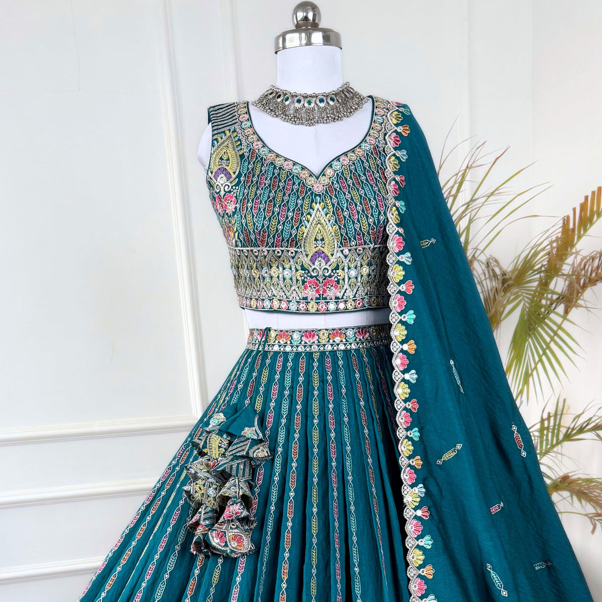 Bondi blue color Sequence Embroidery work Designer Lehenga Choli BL1557