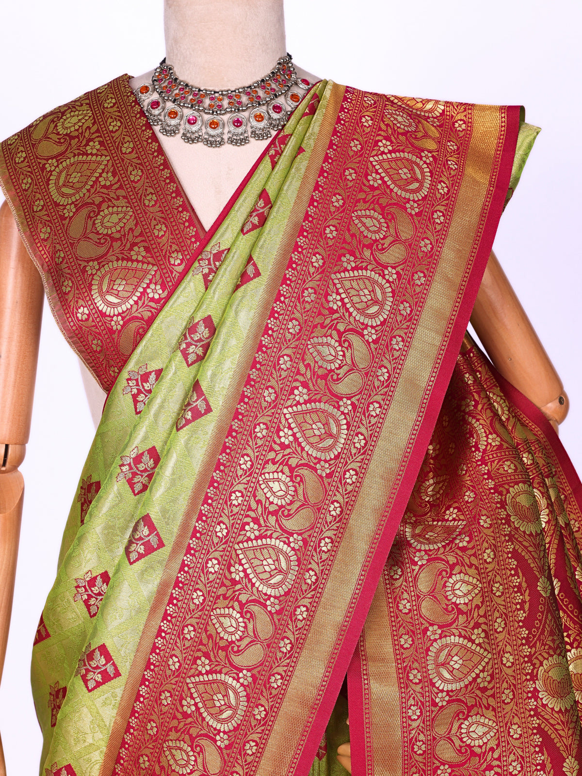 Parrot color Kanjivaram work Designer Saree BLS1012_Parrot