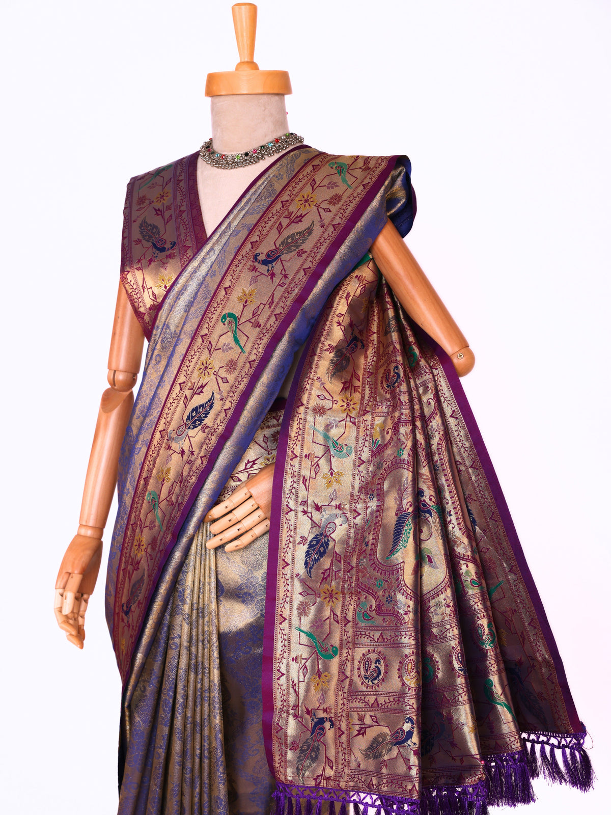 Purple color Kanjivaram work Designer Saree BLS1006_Purple