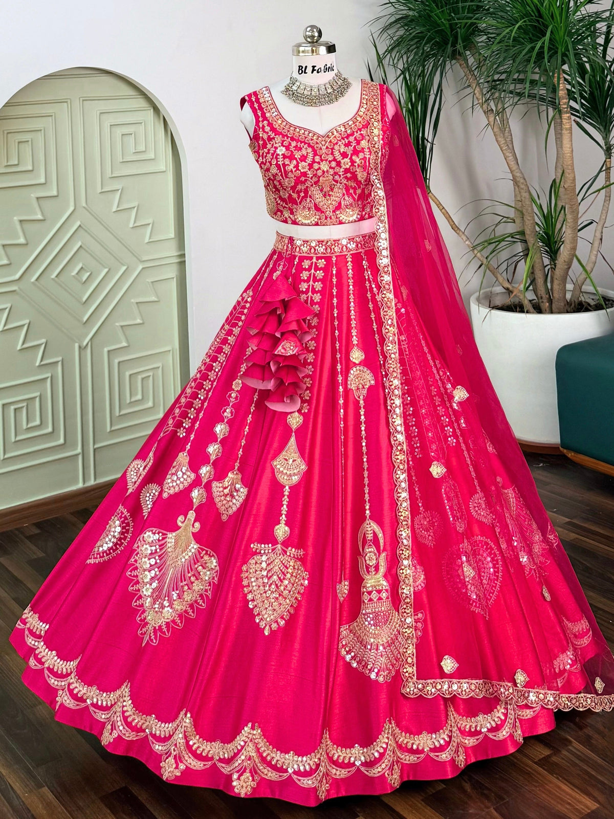 Pink color Designer Sequence Embroidery work Lehenga choli BL1729