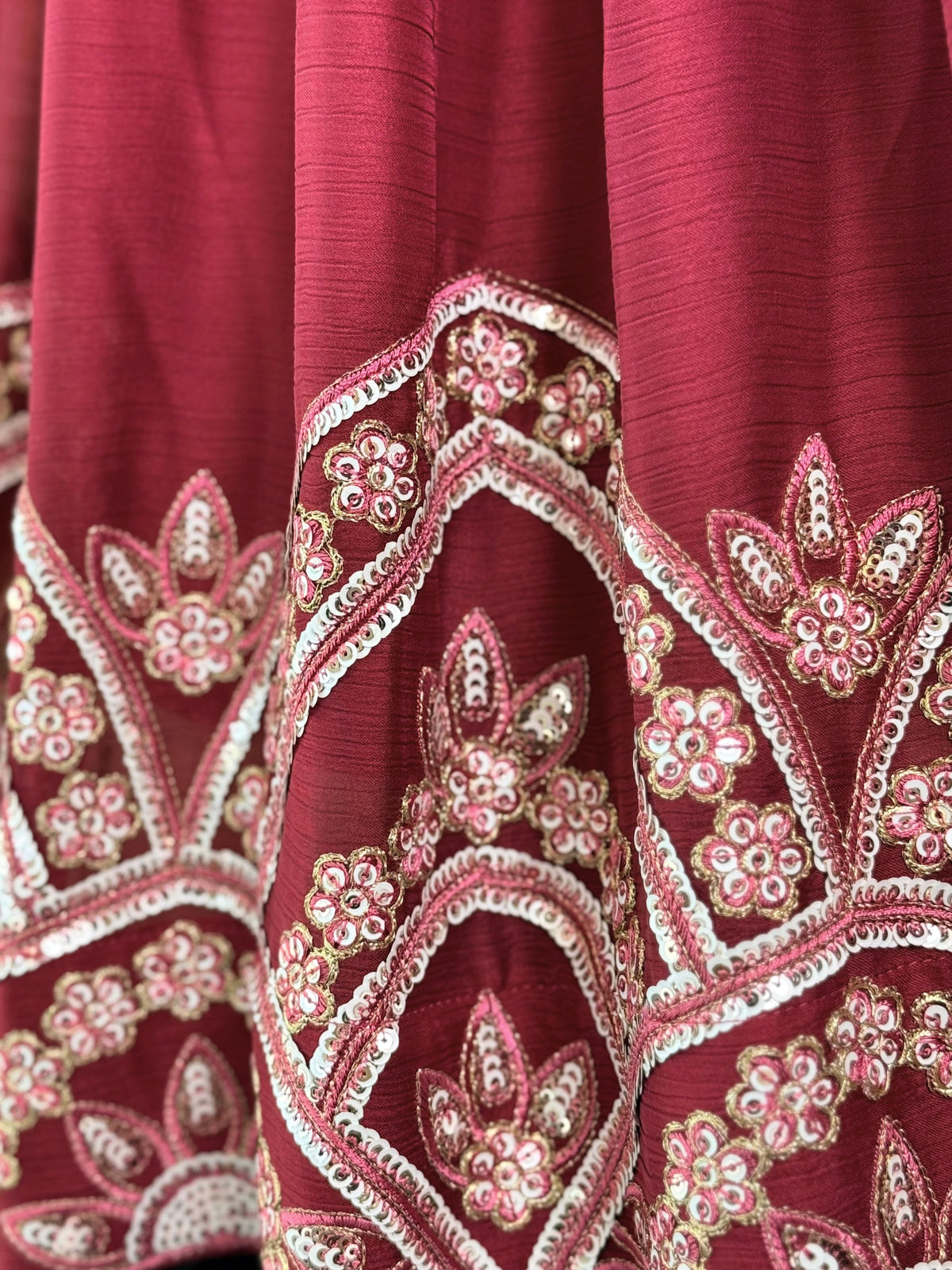 Deep Maroon  color Sequence Embroidery work Designer Lehenga Choli BL1714