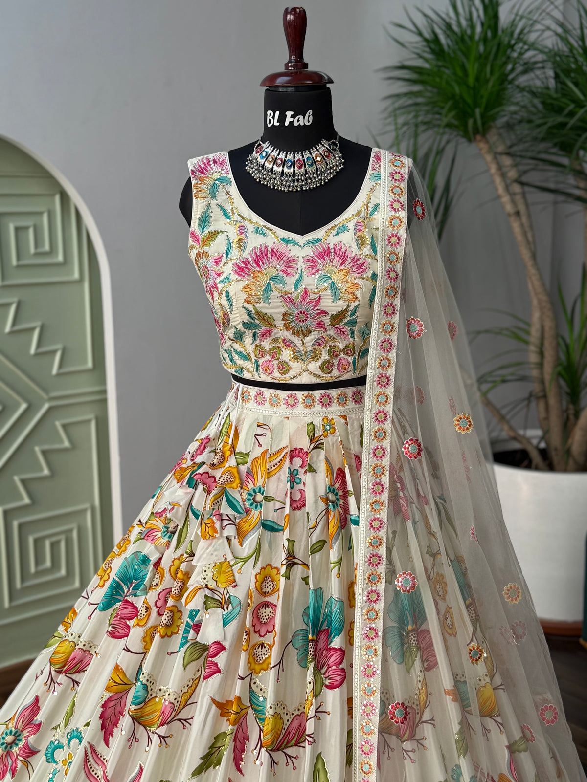 White color Embroidery & Sequence work Designer Lehenga Choli for Wedding Function BL1634