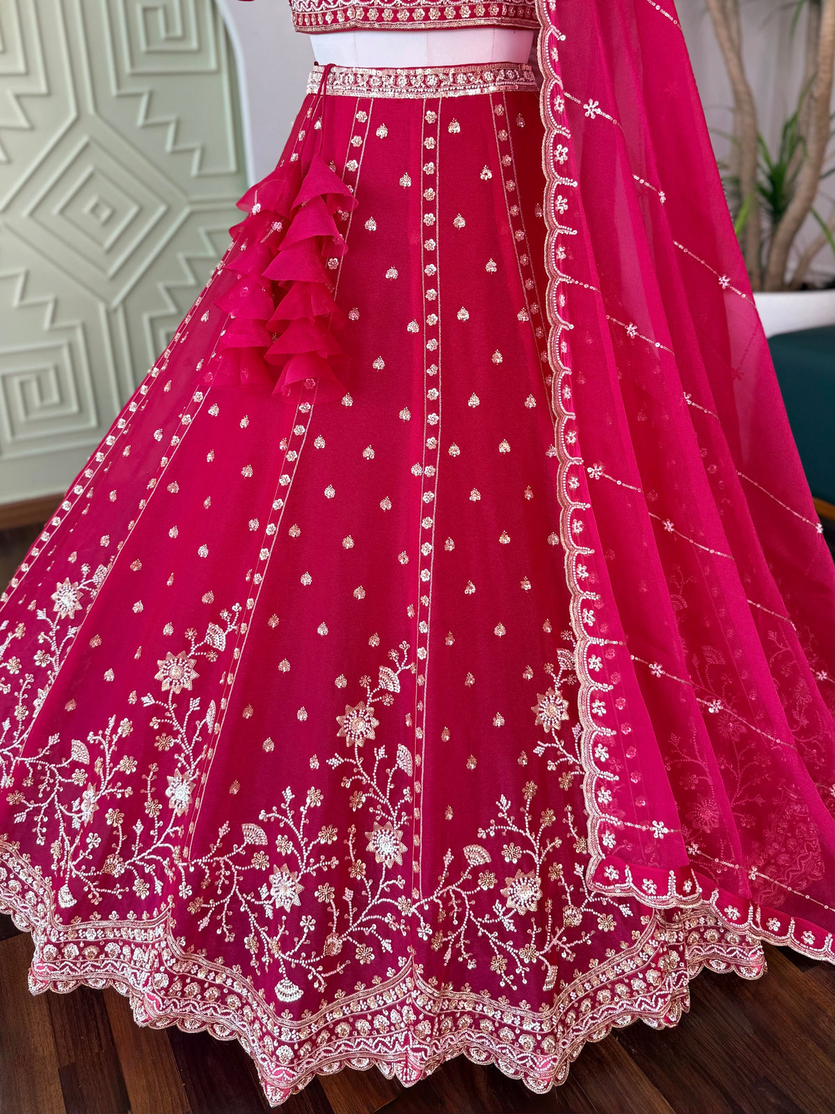 Rani Pink color Bids Embroidery work Designer Lehenga Choli BL1717