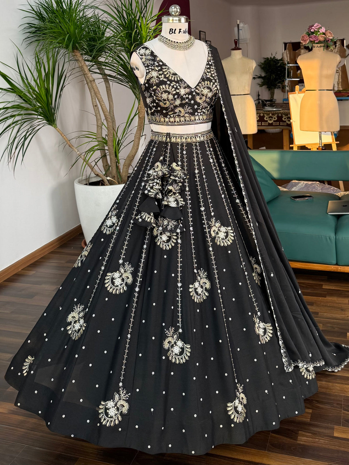 Black color Sequence Embroidery work Designer Lehenga Choli BL1658