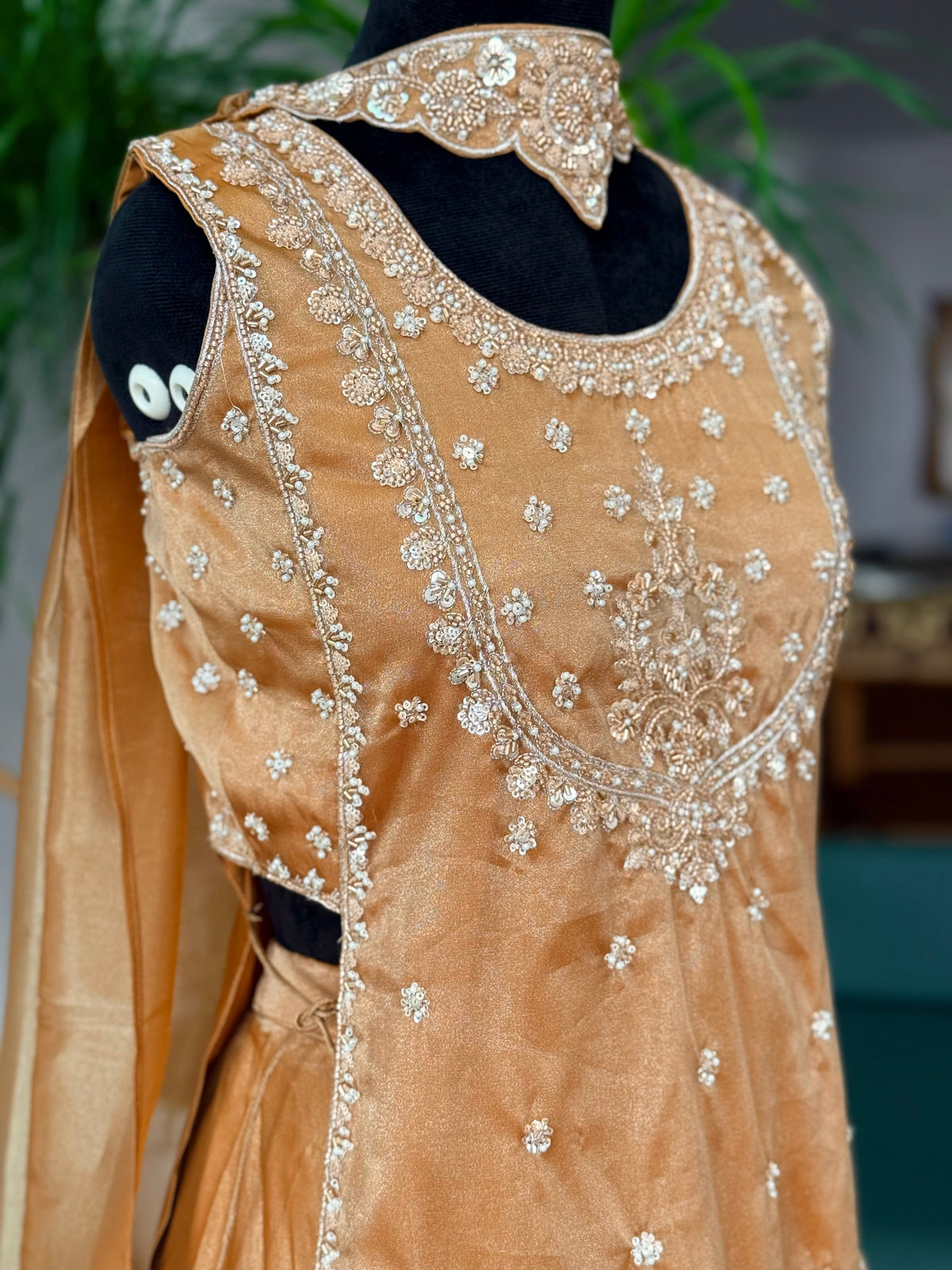 Golden color Bids Embroidery work Sharara set BLS125