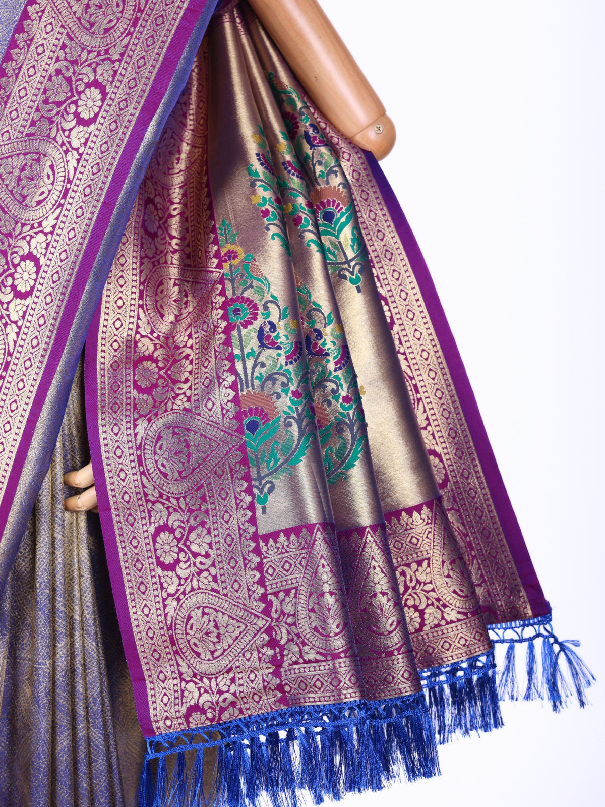 Sky blue color Kanjivaram work Designer Saree BLS1017_Sky blue