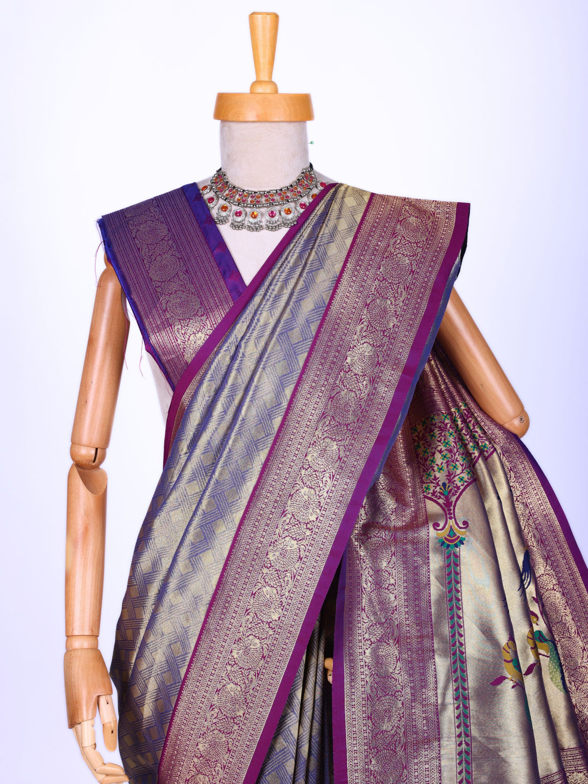 Sky blue color Kanjivaram work Designer Saree BLS1016_Sky blue