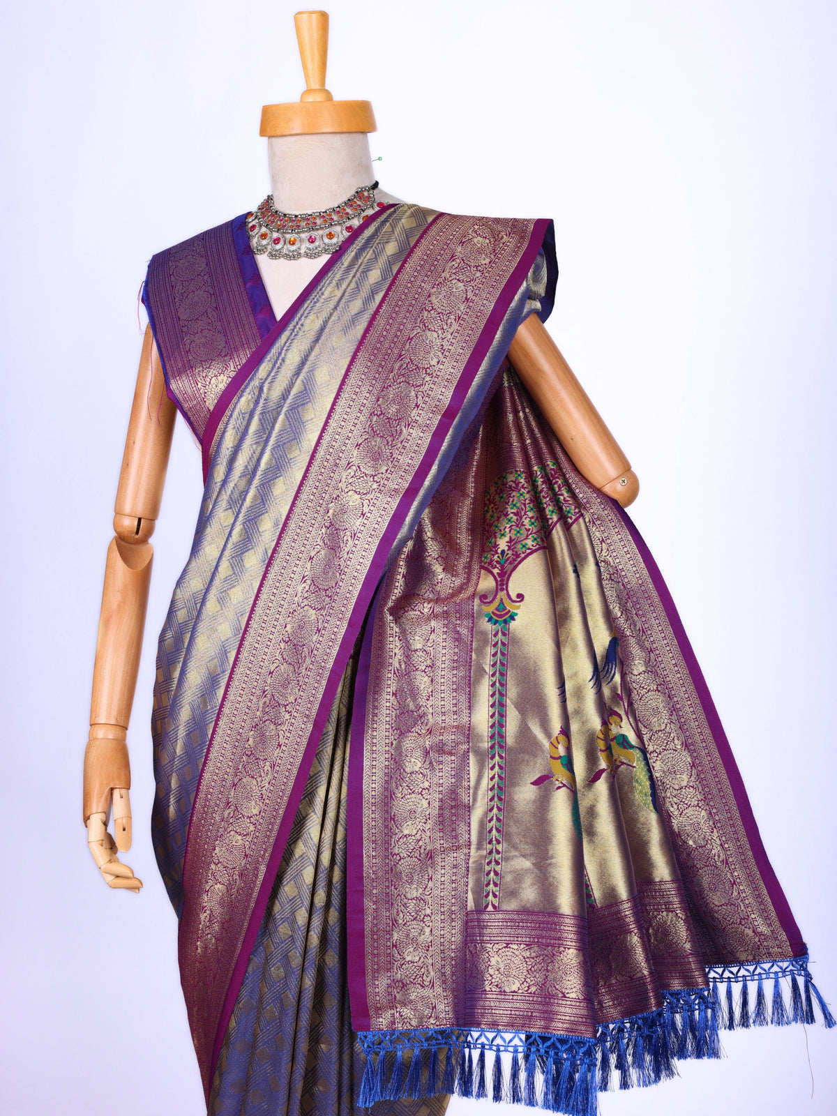 Sky blue color Kanjivaram work Designer Saree BLS1016_Sky blue