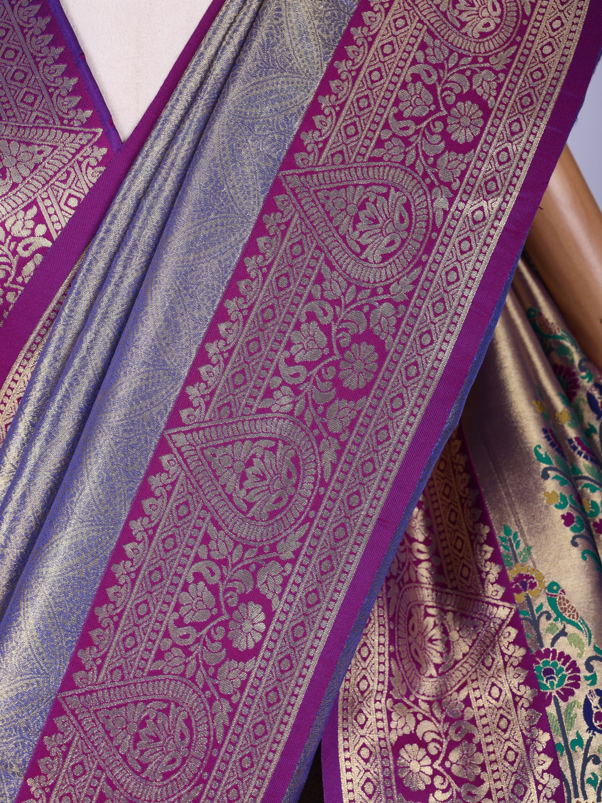 Sky blue color Kanjivaram work Designer Saree BLS1017_Sky blue
