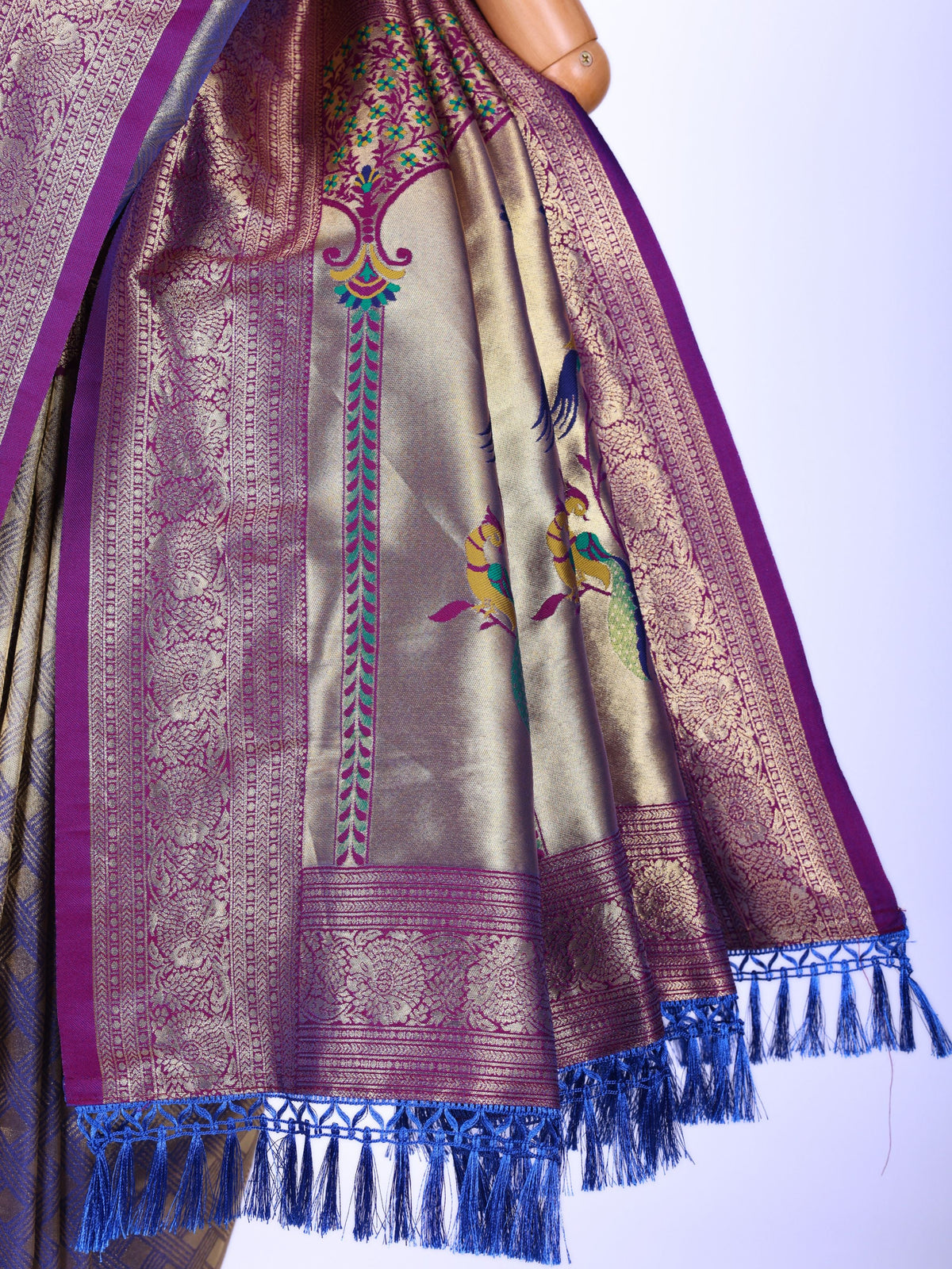 Sky blue color Kanjivaram work Designer Saree BLS1016_Sky blue