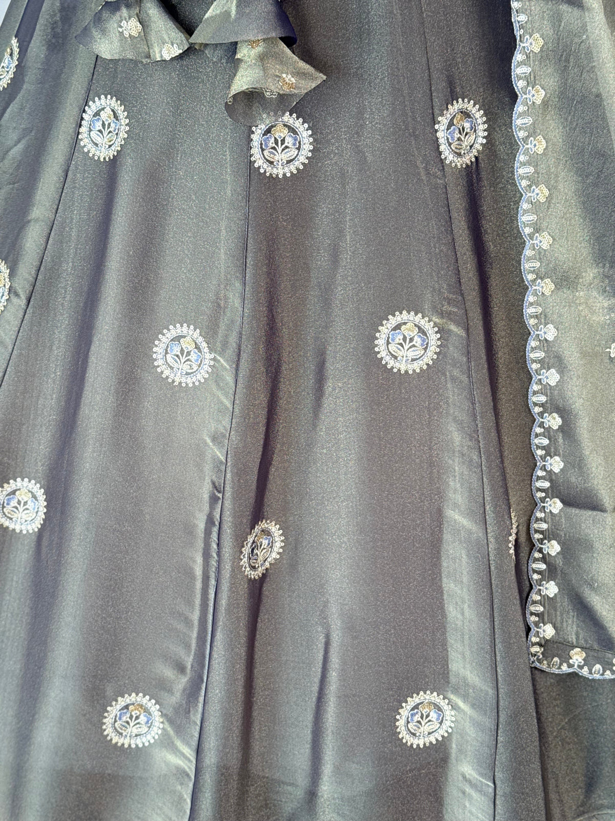 Steel Grey color Sequence Embroidery work Designer Lehenga Choli BL1718