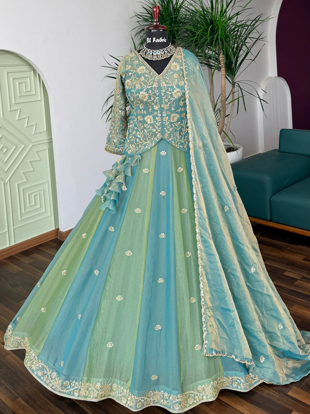 Multi color Designer Bids Embroidery work Lehenga choli BL1734
