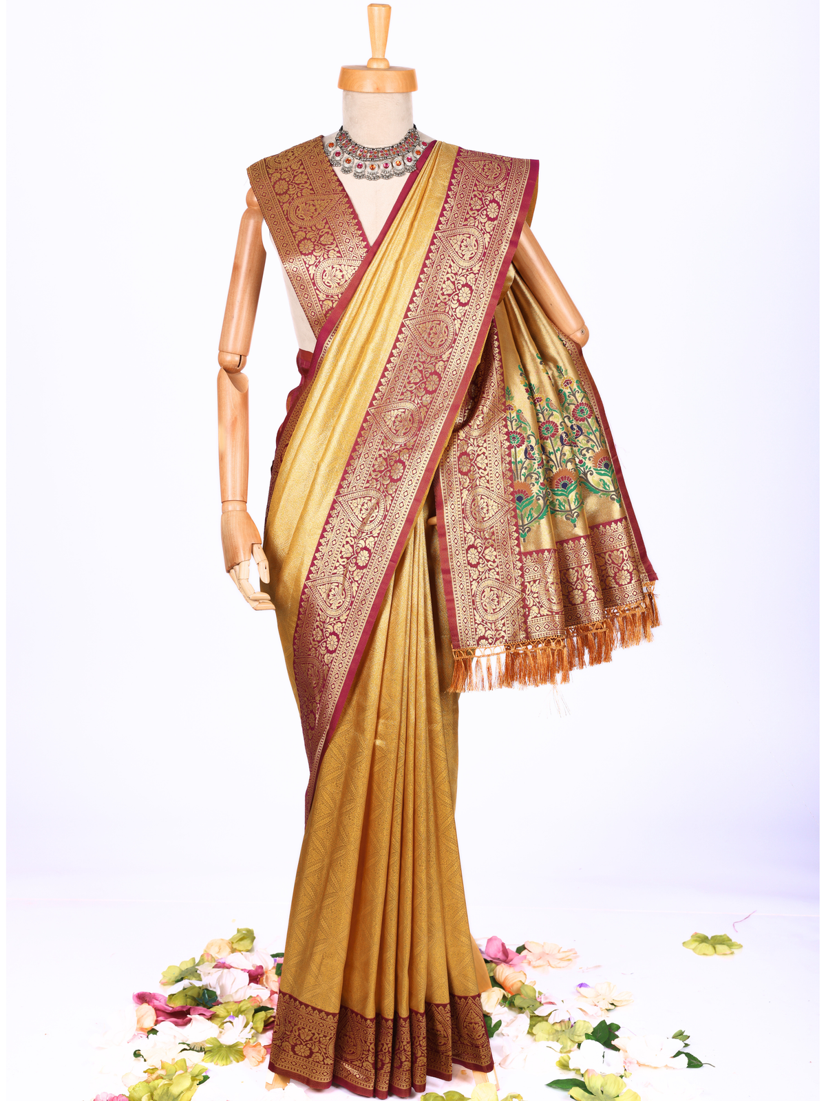 Yellow color Kanjivaram work Designer Saree BLS1017_Yellow