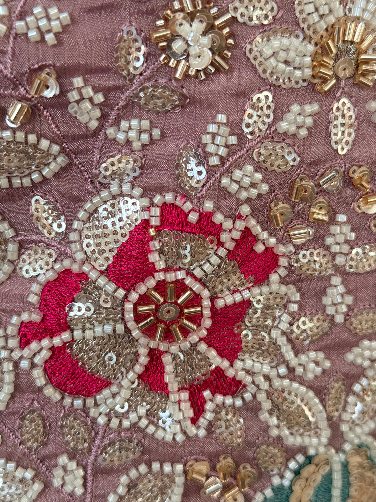 Soft Mauve Pink color Bids Sequence Embroidery work Sharara set BLS127