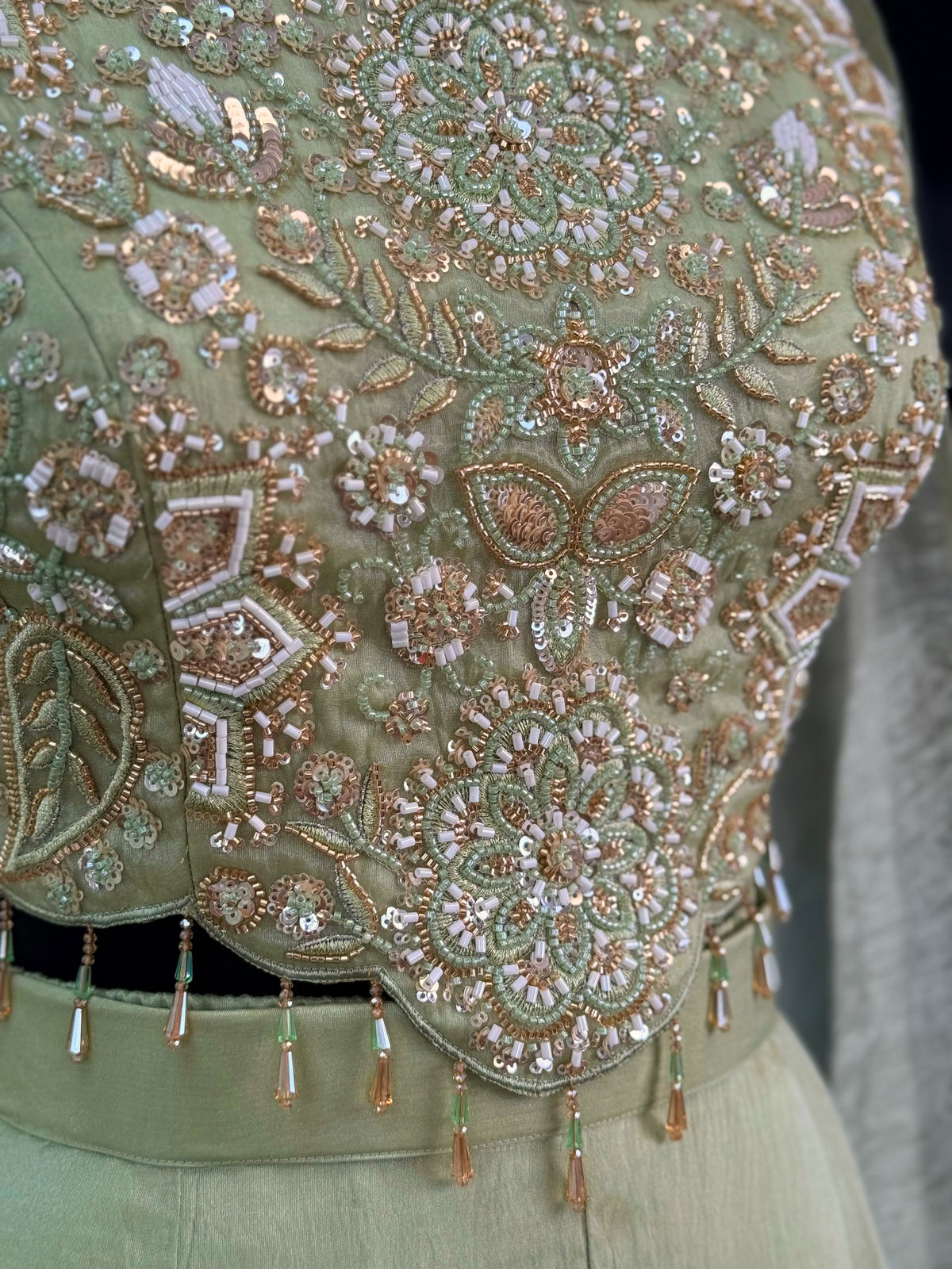 Green color Bids Embroidery work Sharara set BLS108