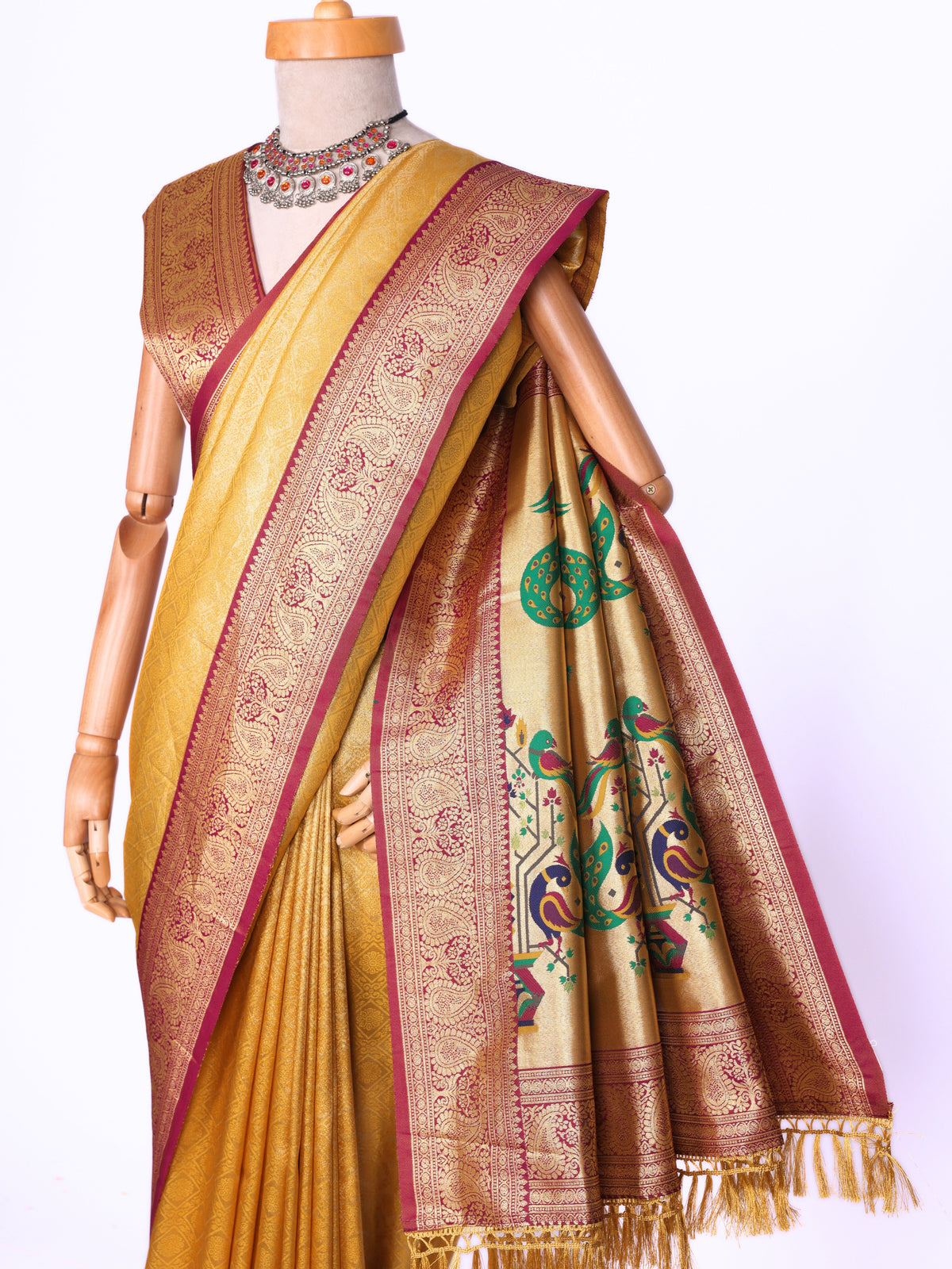 Yellow color Kanjivaram work Designer Saree BLS1013_Yellow