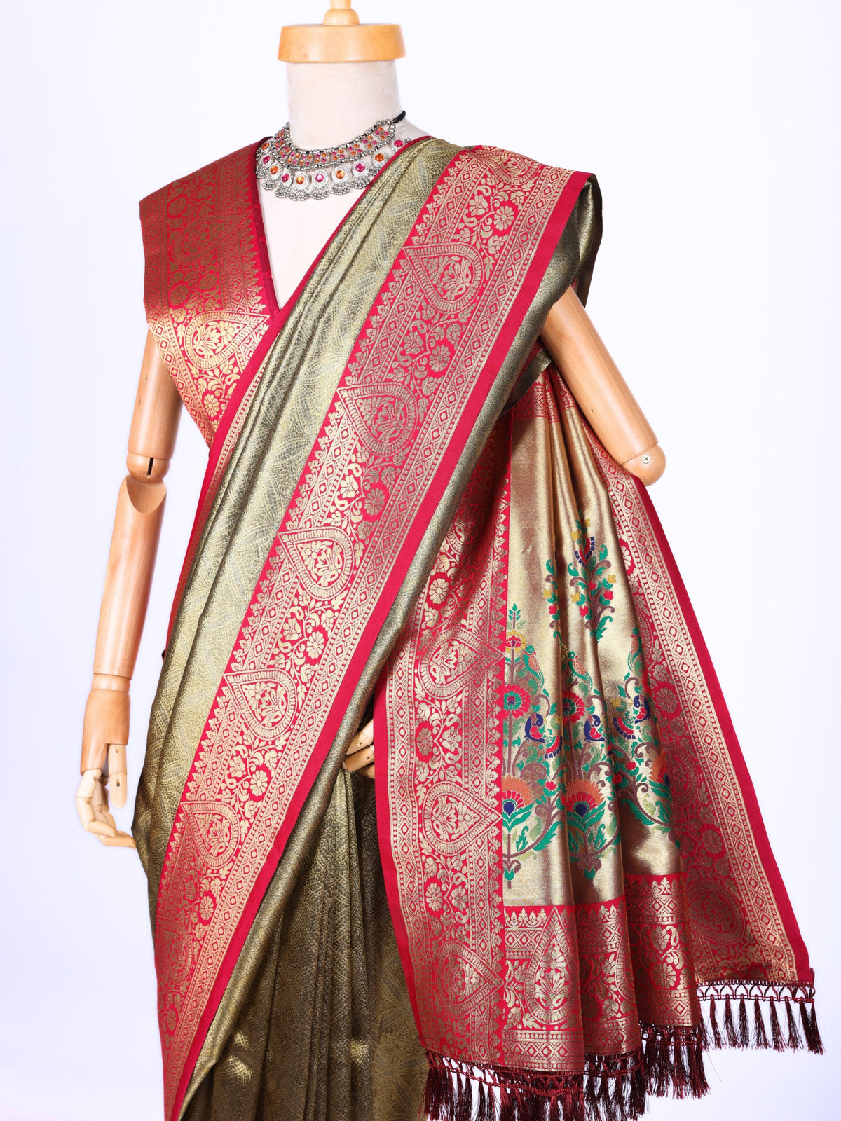 Maroon color Kanjivaram work Designer Saree BLS1017_Maroon