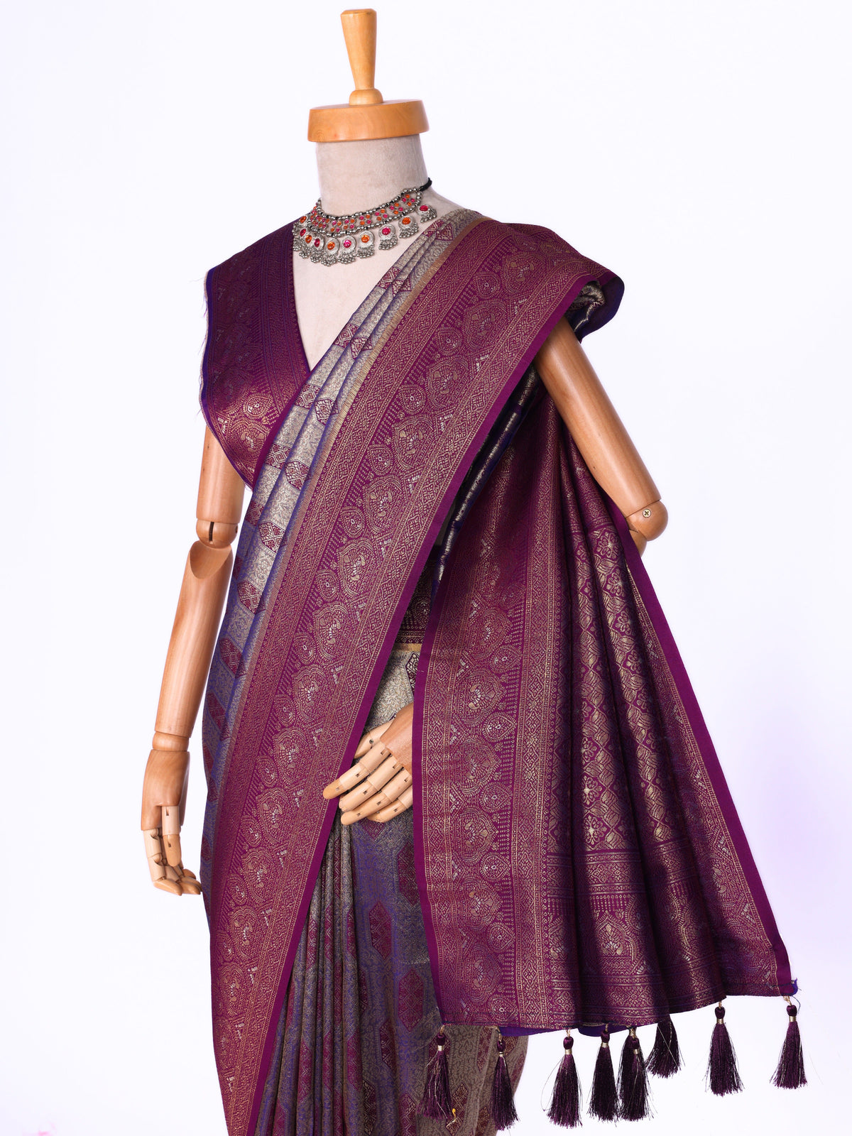 Purple color Kanjivaram work Designer Saree BLS1010_Purple