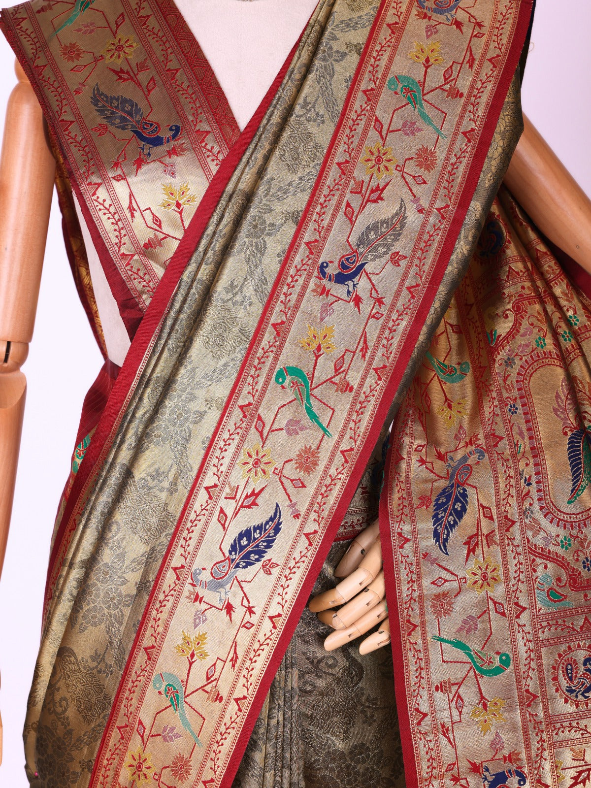 Maroon color Kanjivaram work Designer Saree BLS1006_Maroon